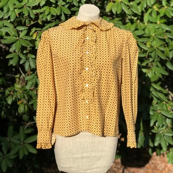Vintage Ralph Lauren Prairie Shirt Yellow Print 8